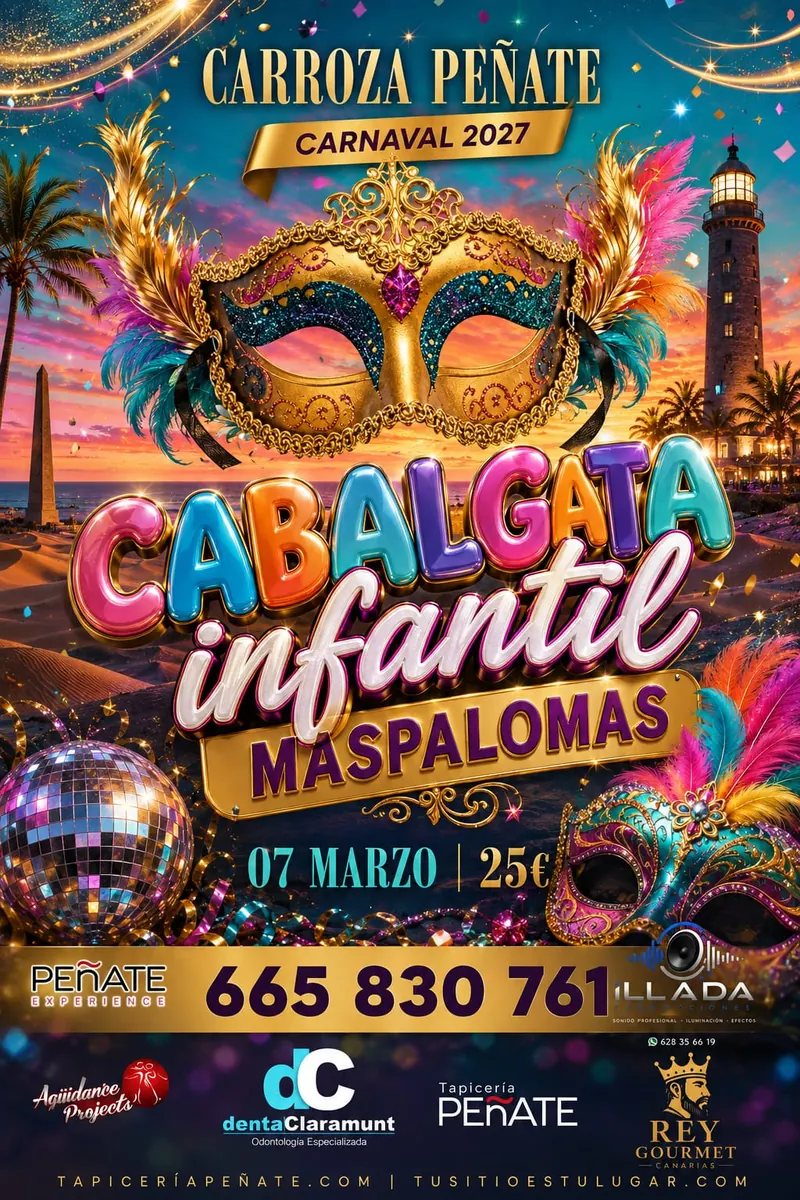 Carroza Peñate en la Cabalgata Infantil de Maspalomas, 7 de marzo de 2027