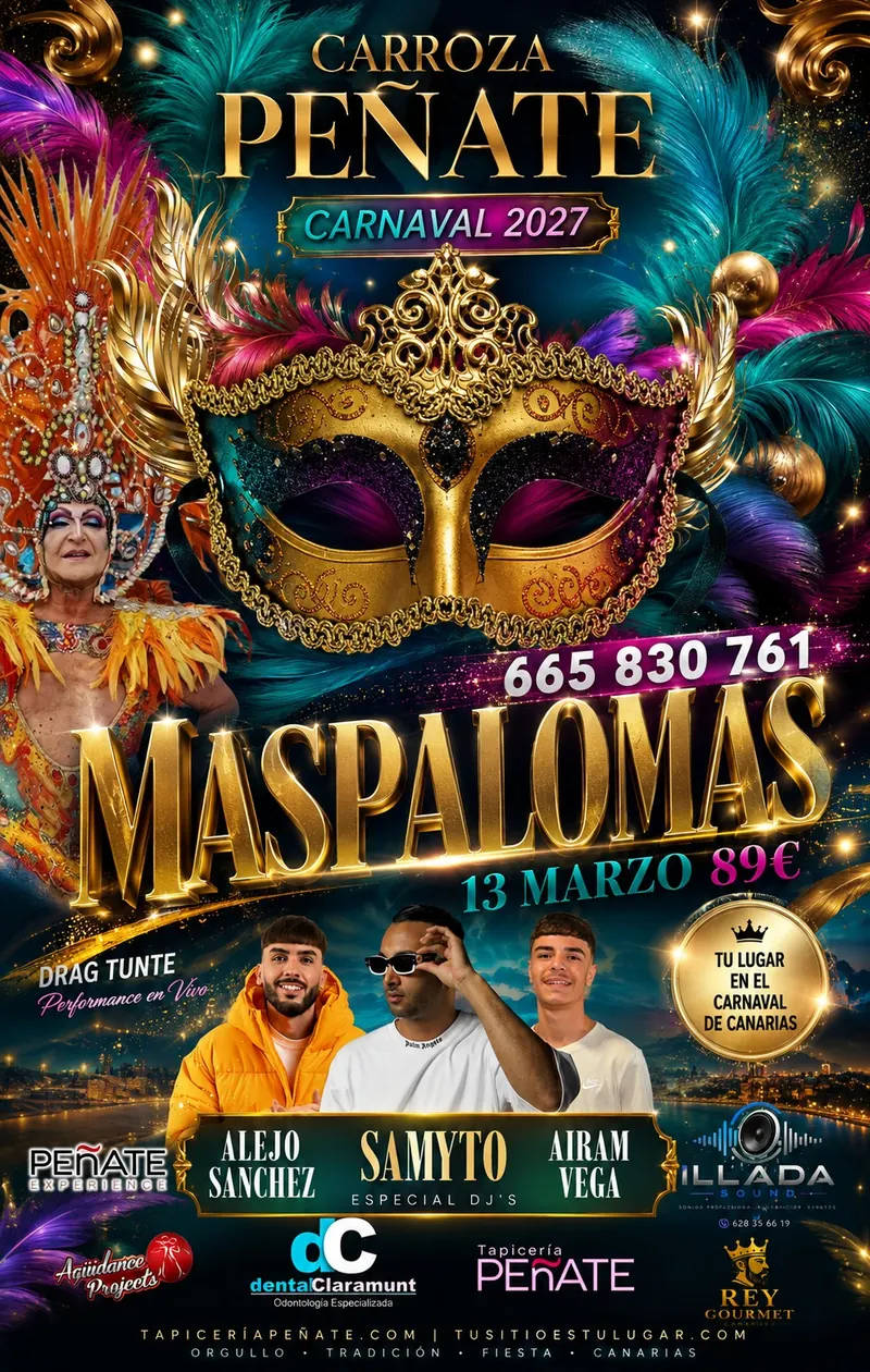 Carroza Peñate en la Gran Cabalgata de Carnaval de Maspalomas, 13 de marzo de 2027