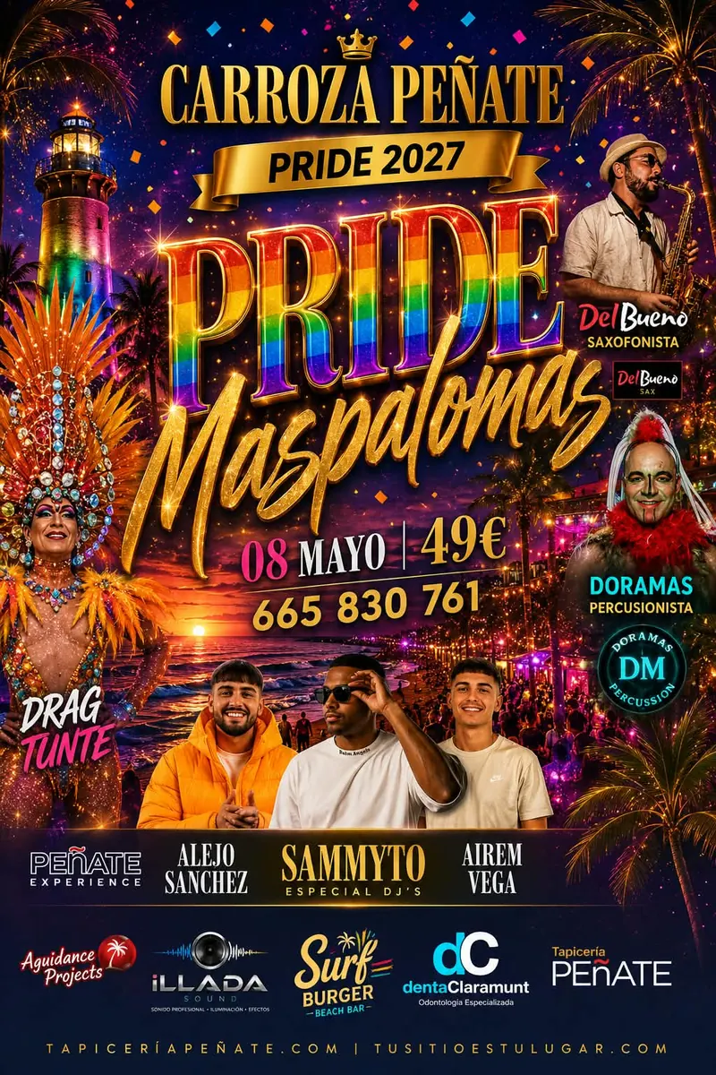 Carroza Peñate en el Orgullo Gay de Maspalomas, 8 de mayo de 2027